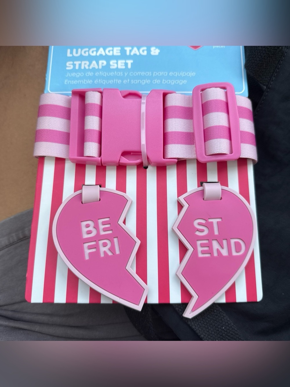 Kids Pink Best Friend Luggage Tag & Strap Set